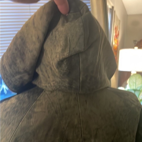 Preview  GREEN DISTRESSED Leather Vintage  Bomber Jacket  VERY SOFT Sz Euro 44 - Picture 5 of 15